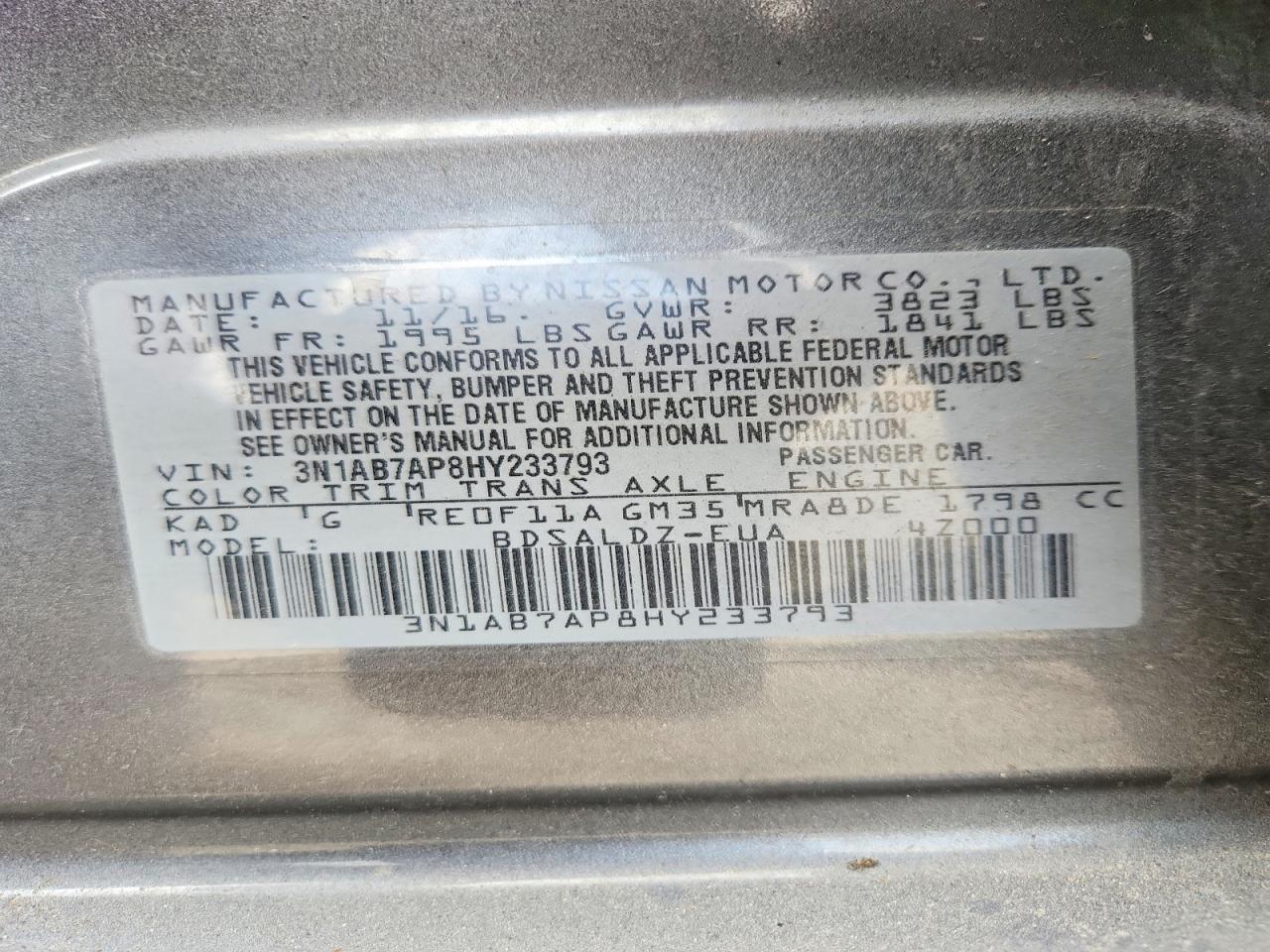 2017 NISSAN SENTRA SV photo 23