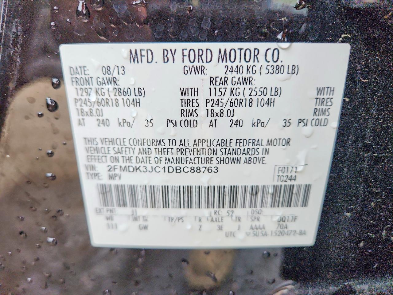 2013 FORD EDGE SEL photo 25
