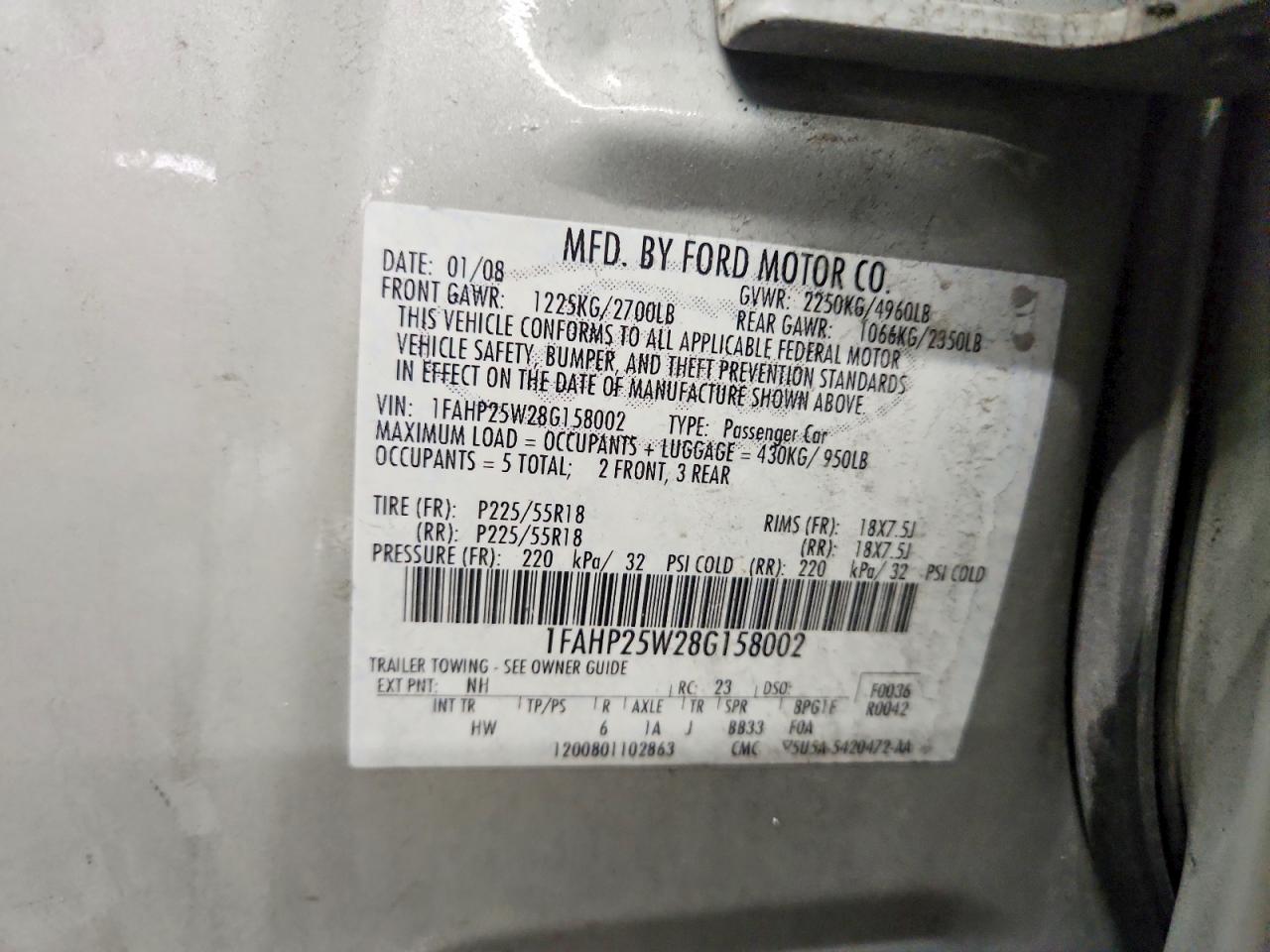 2008 FORD TAURUS LIMITED photo 23