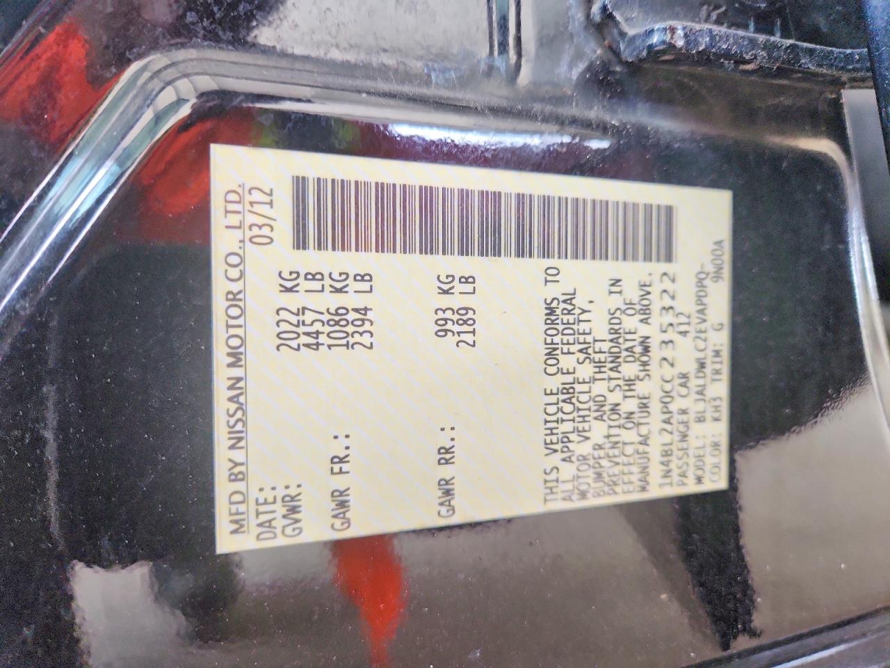2012 NISSAN ALTIMA 3.5 SR photo 34