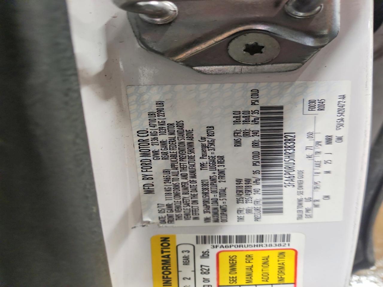 2017 FORD FUSION TITANIUM HEV photo 12