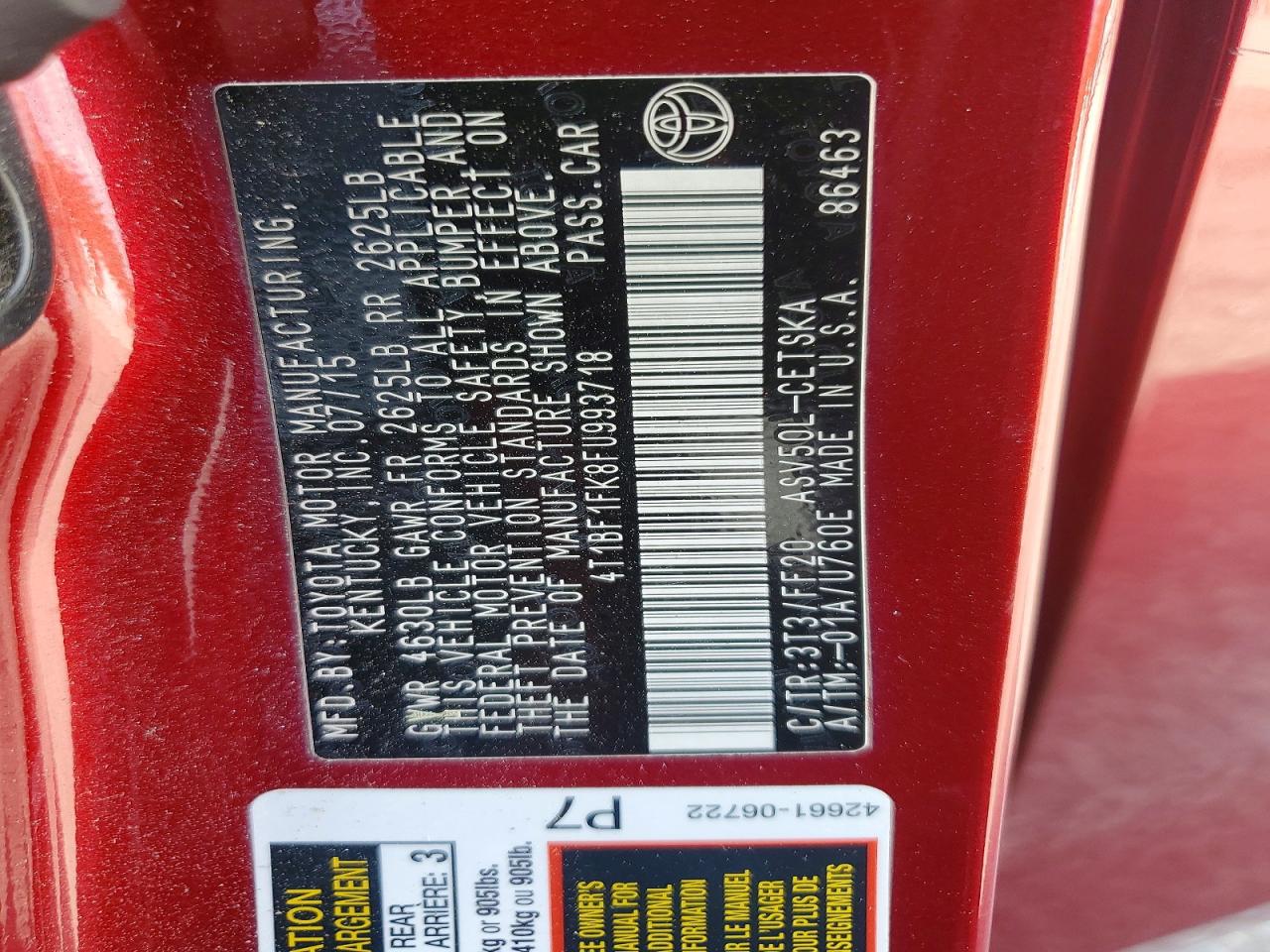 2015 TOYOTA CAMRY SE photo 23