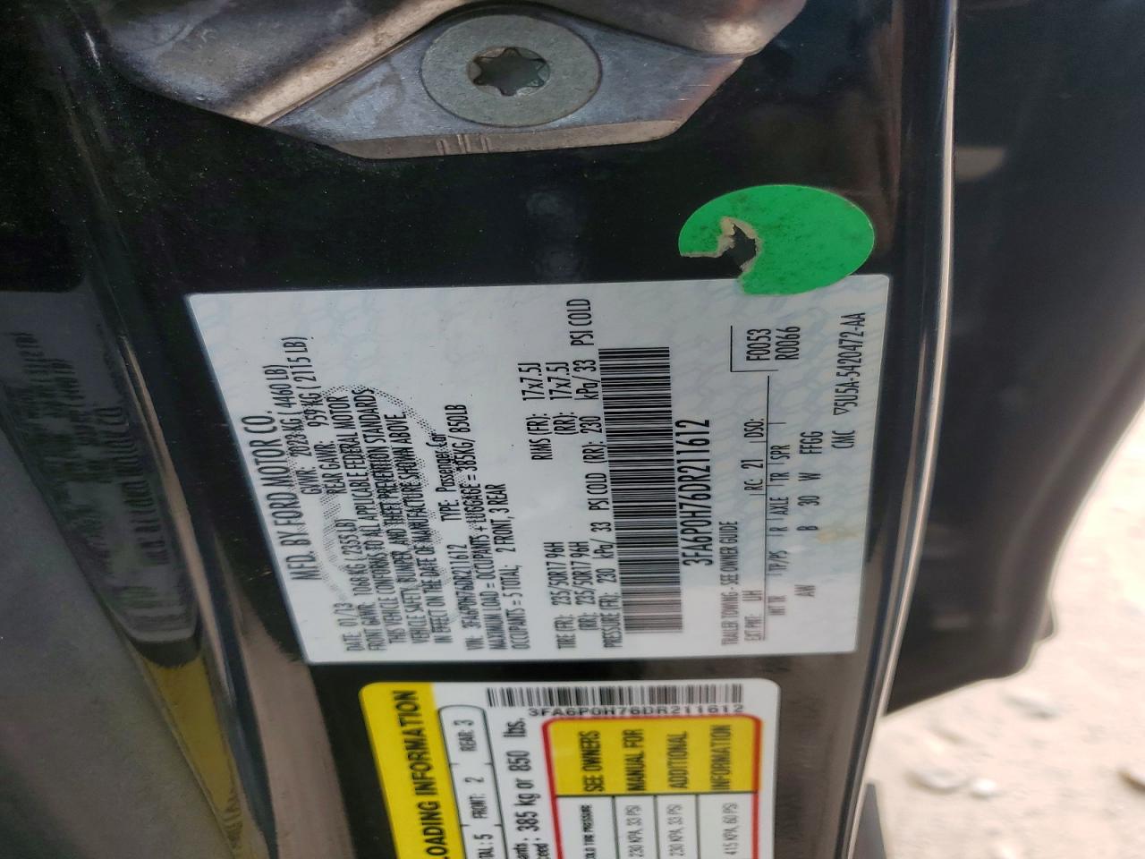 2013 FORD FUSION SE photo 12