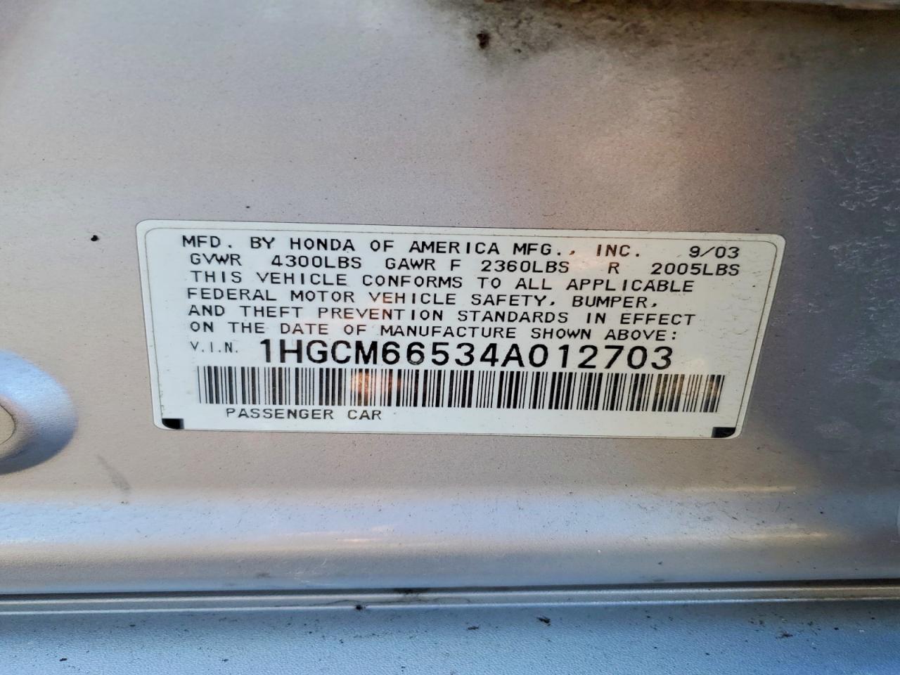 2004 HONDA ACCORD EX photo 23