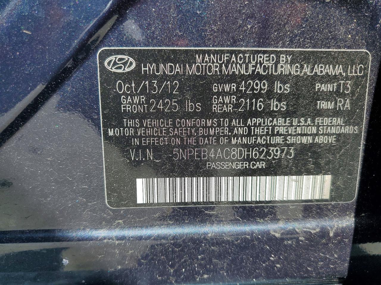 2013 HYUNDAI SONATA GLS photo 12