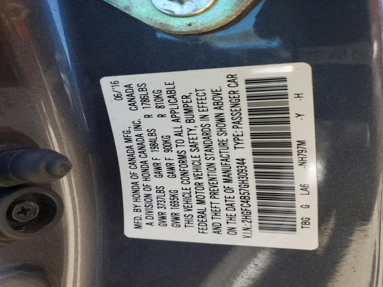 2016 HONDA CIVIC LX photo 23