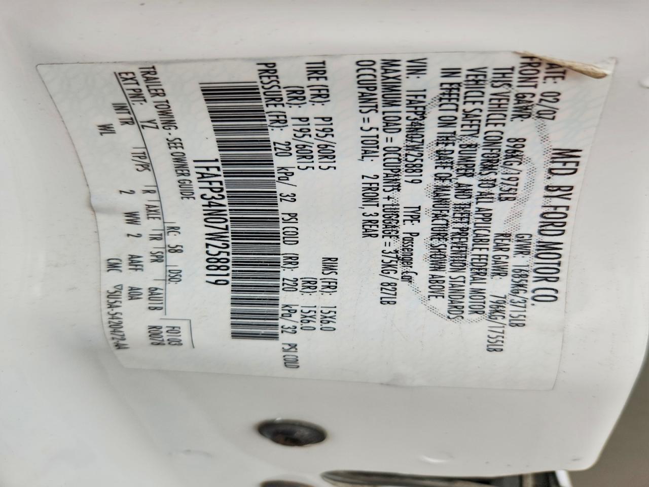 2007 FORD FOCUS ZX4 photo 34