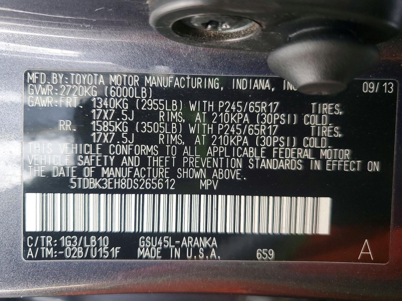 2013 TOYOTA HIGHLANDER SE photo 37