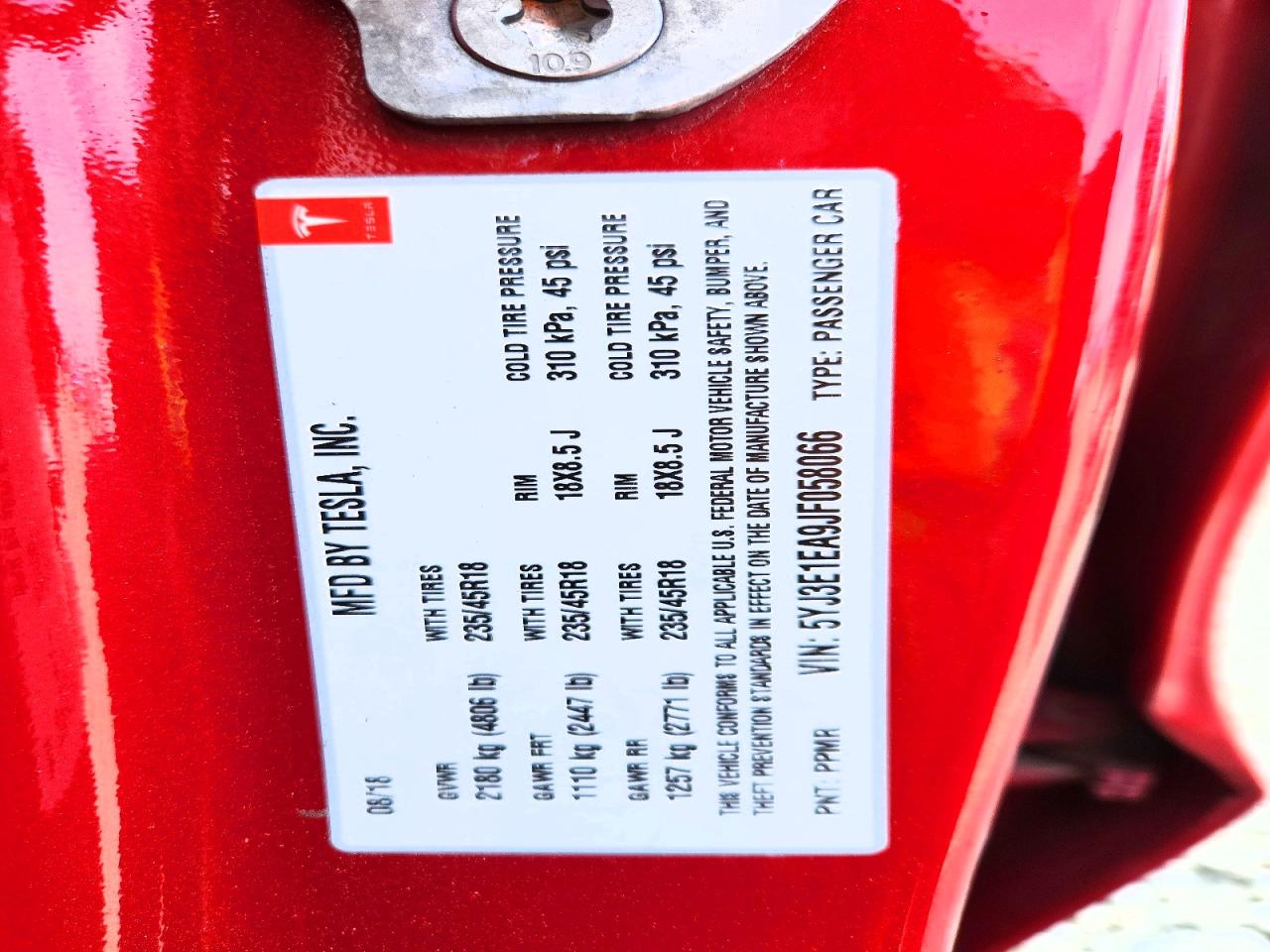 2018 TESLA MODEL 3 photo 13
