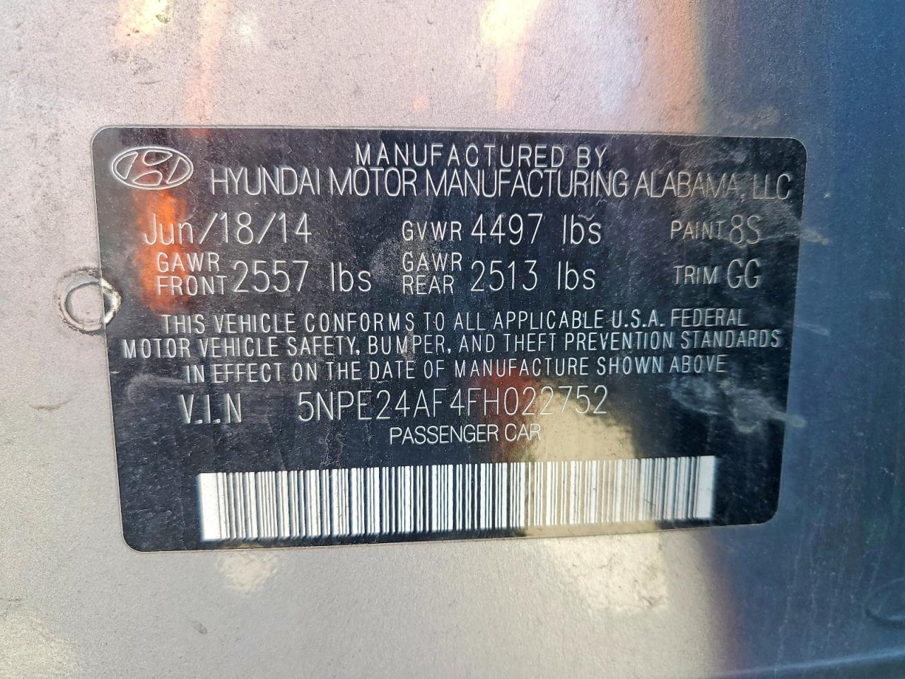 2015 HYUNDAI SONATA SE photo 13