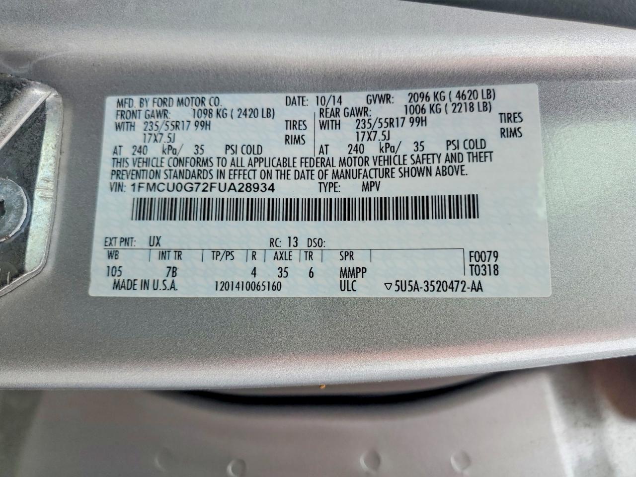 2015 FORD ESCAPE SE photo 37