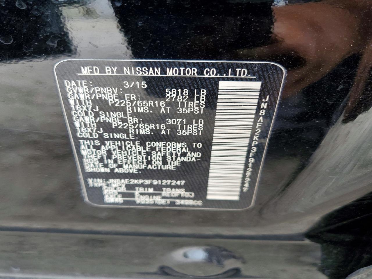 2015 NISSAN QUEST 3.5 SV photo 25