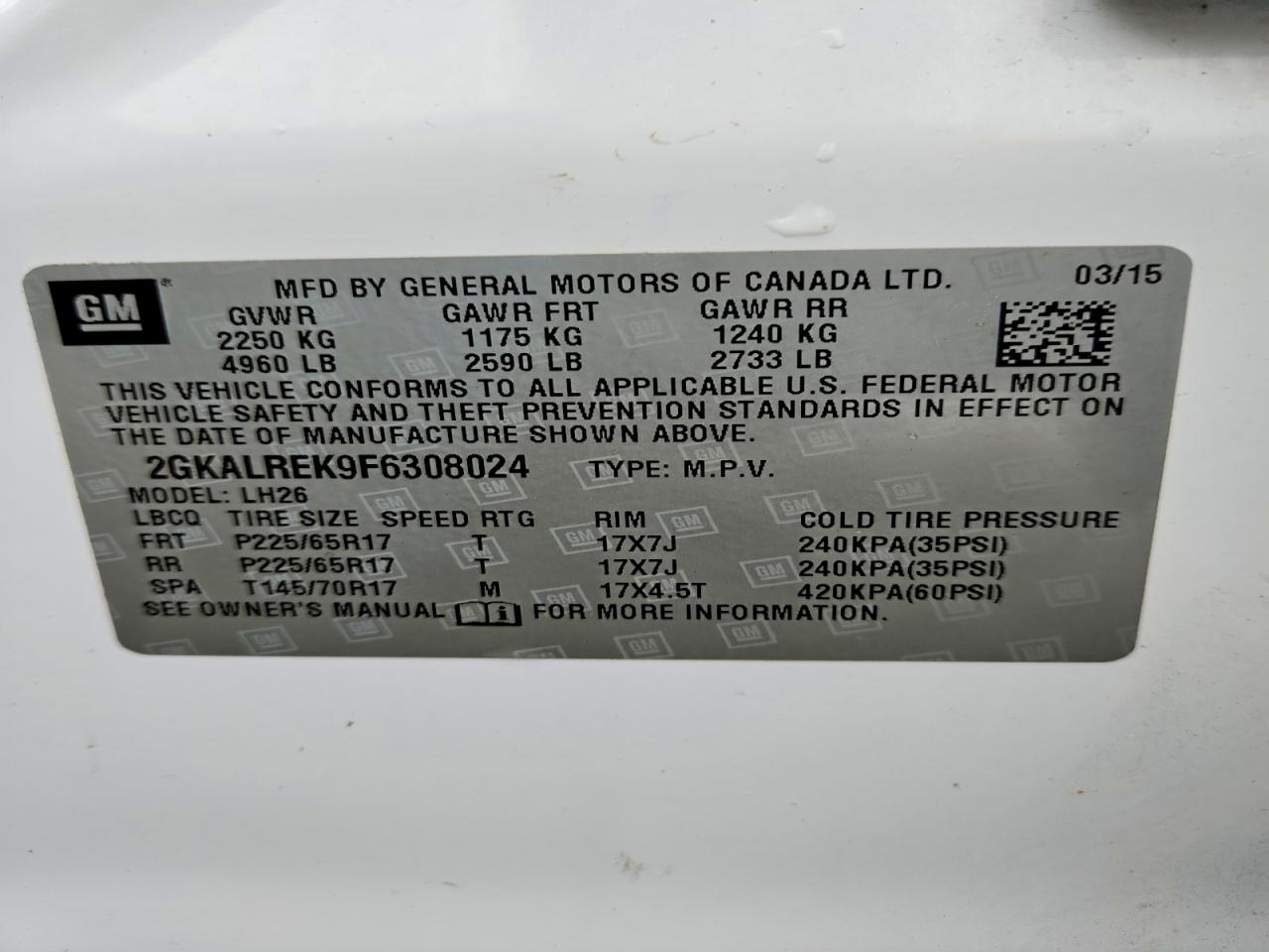 2015 GMC TERRAIN SLE photo 40