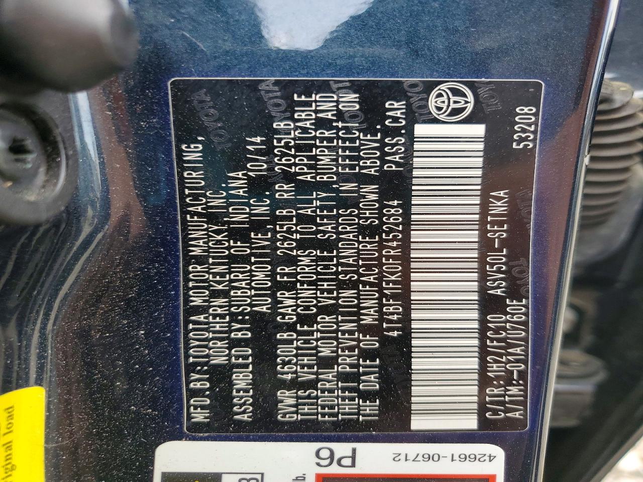 2015 TOYOTA CAMRY LE photo 23