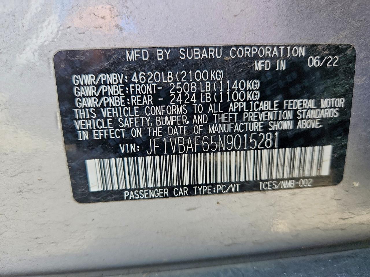 2022 SUBARU WRX PREMIUM photo 12