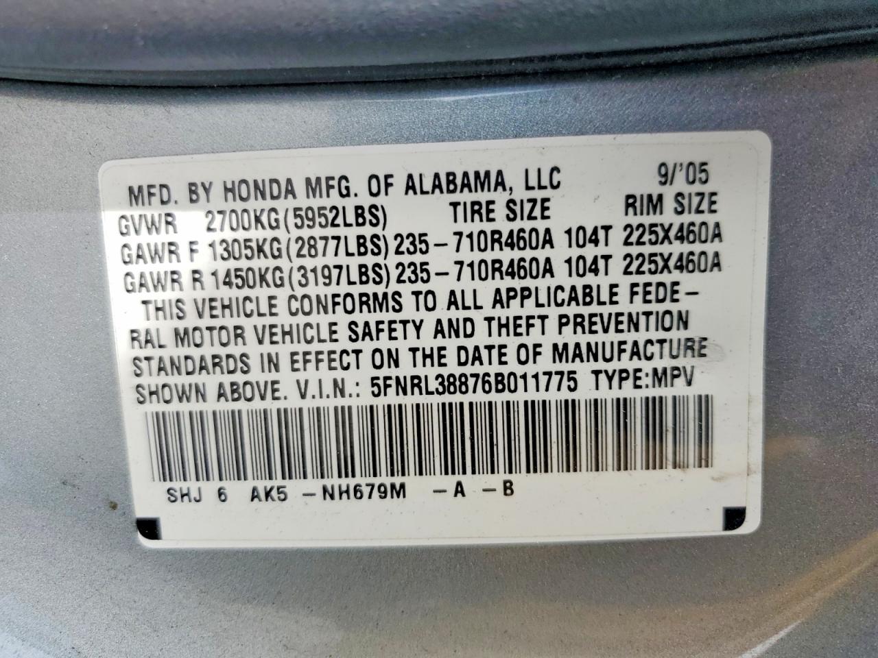 2006 HONDA ODYSSEY TOURING photo 40