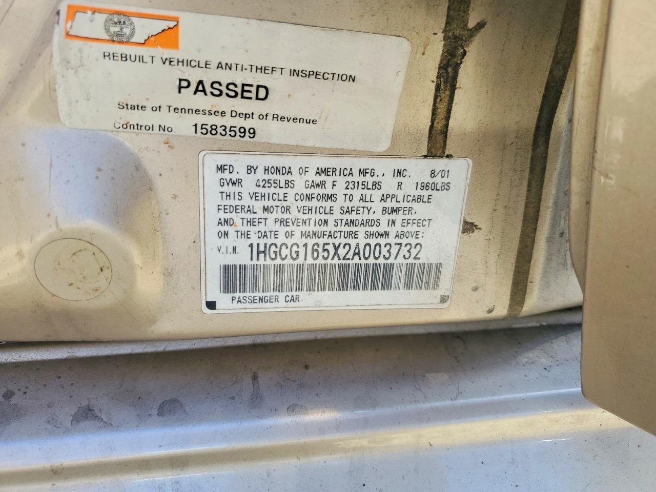 2002 HONDA ACCORD EX photo 25