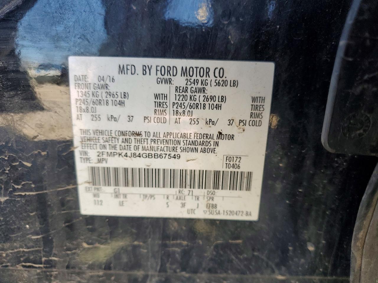 2016 FORD EDGE SEL photo 37