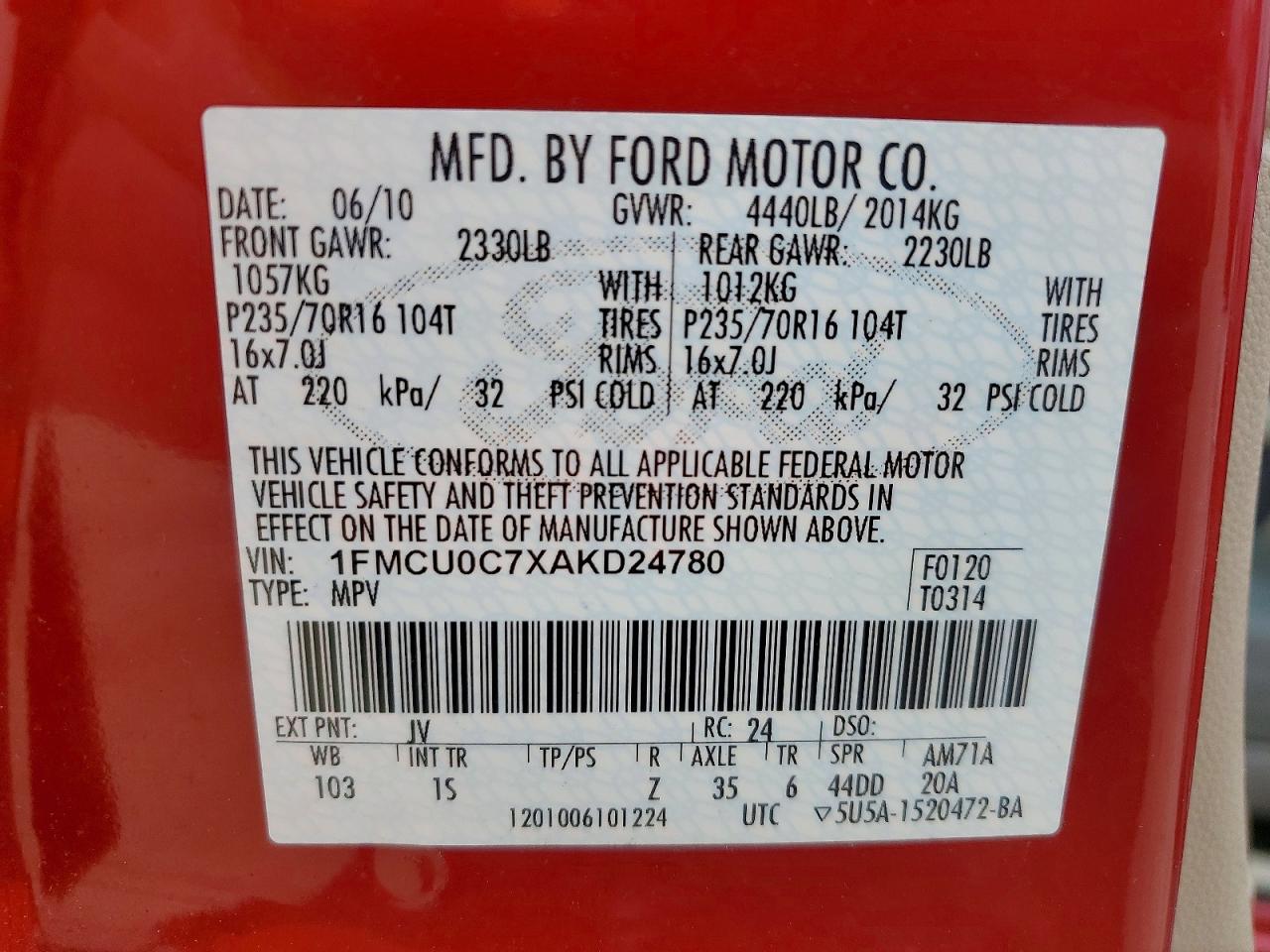 2010 FORD ESCAPE XLS photo 25