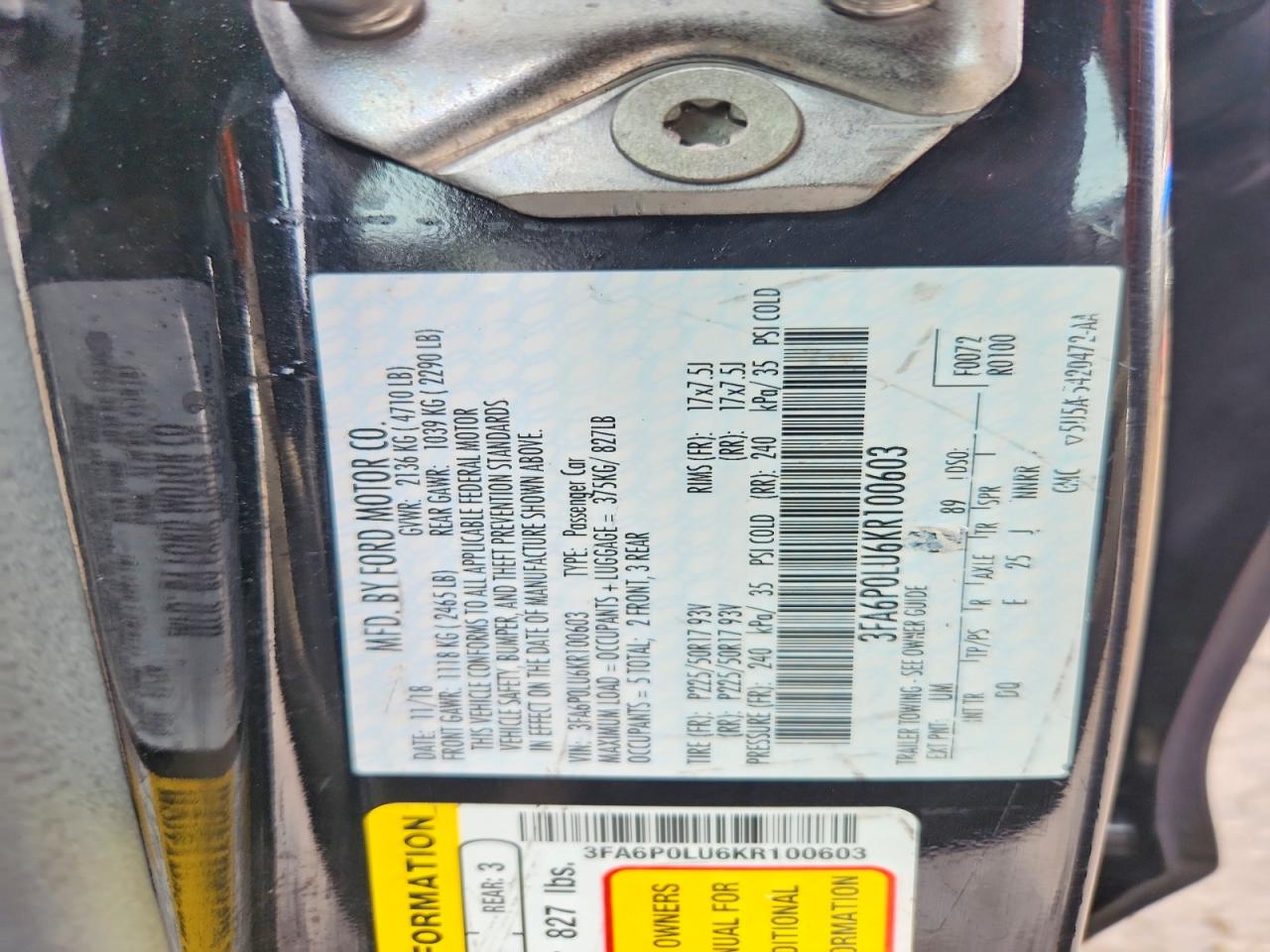 2019 FORD FUSION SE photo 25