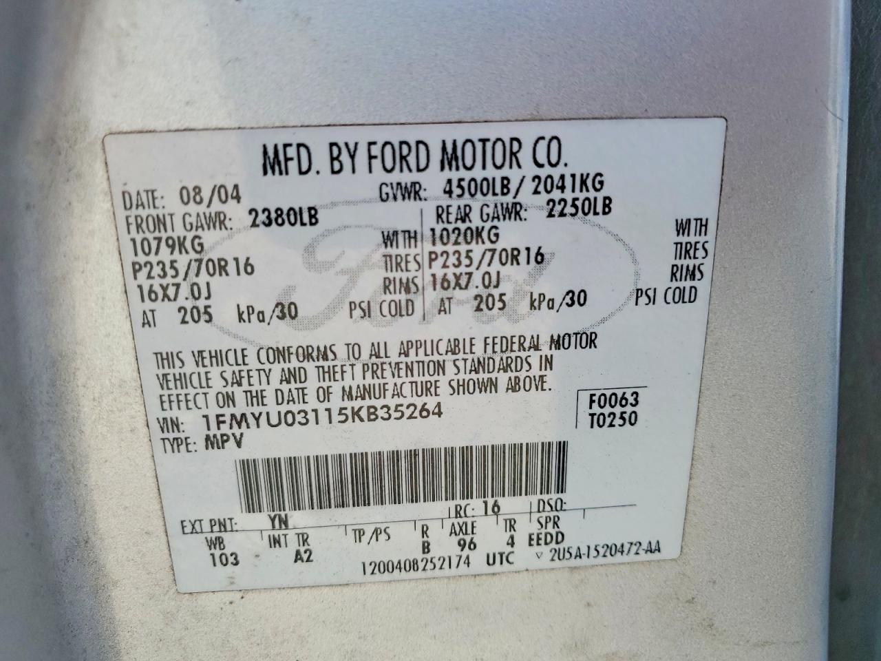2005 FORD ESCAPE XLT photo 13