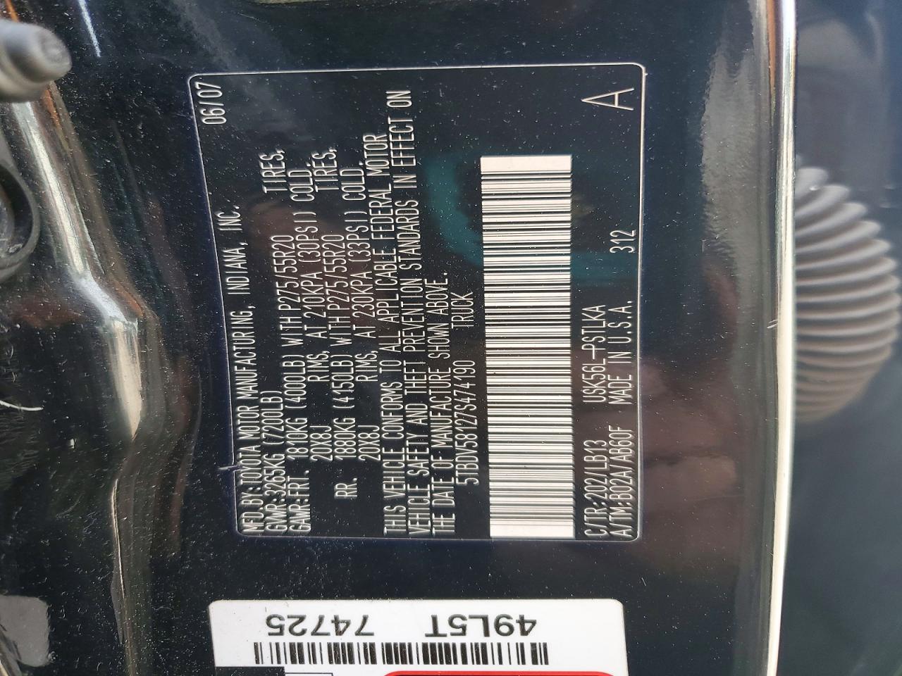 2007 TOYOTA TUNDRA LIMITED photo 23