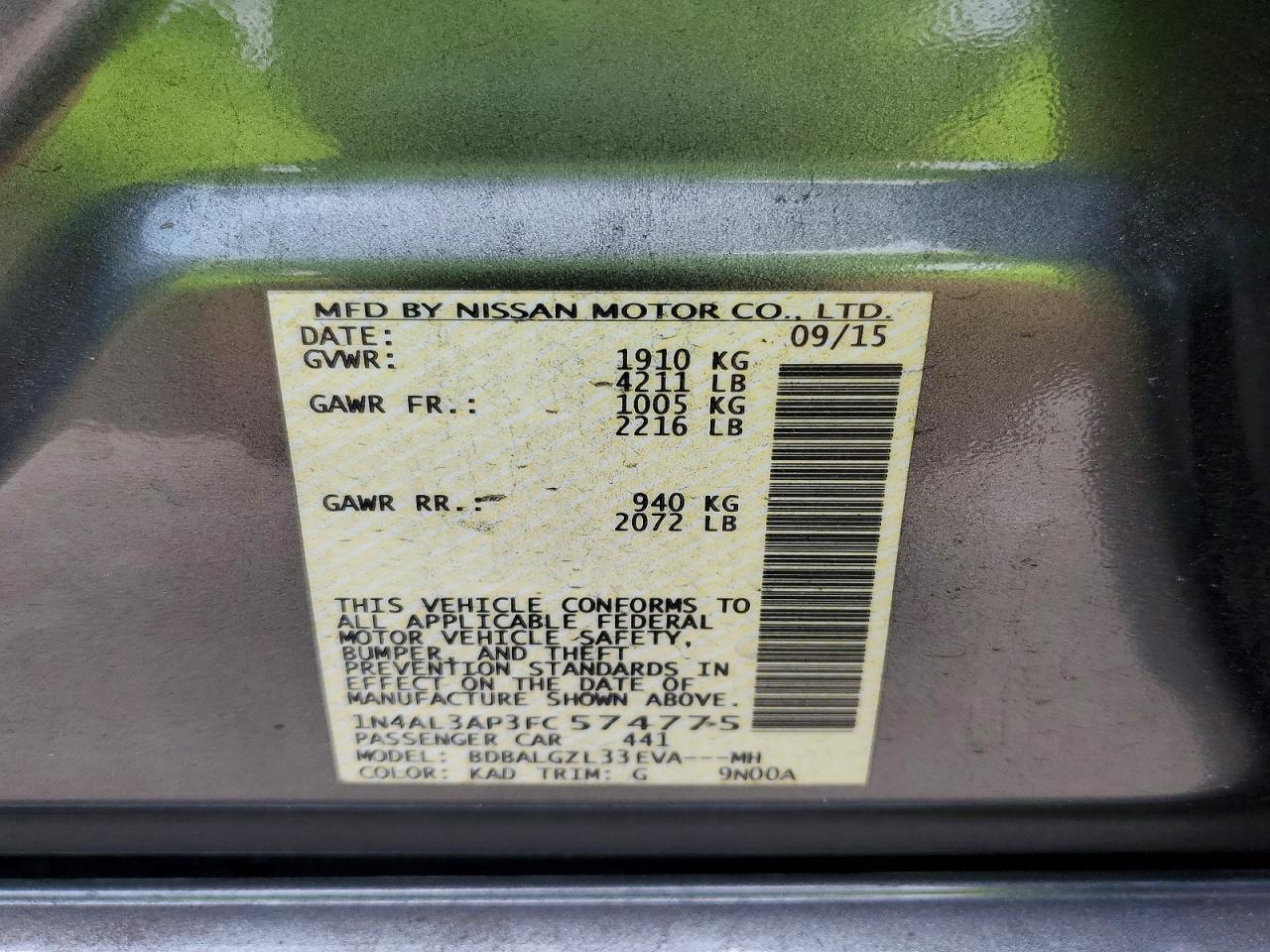 2015 NISSAN ALTIMA 2.5 S photo 23