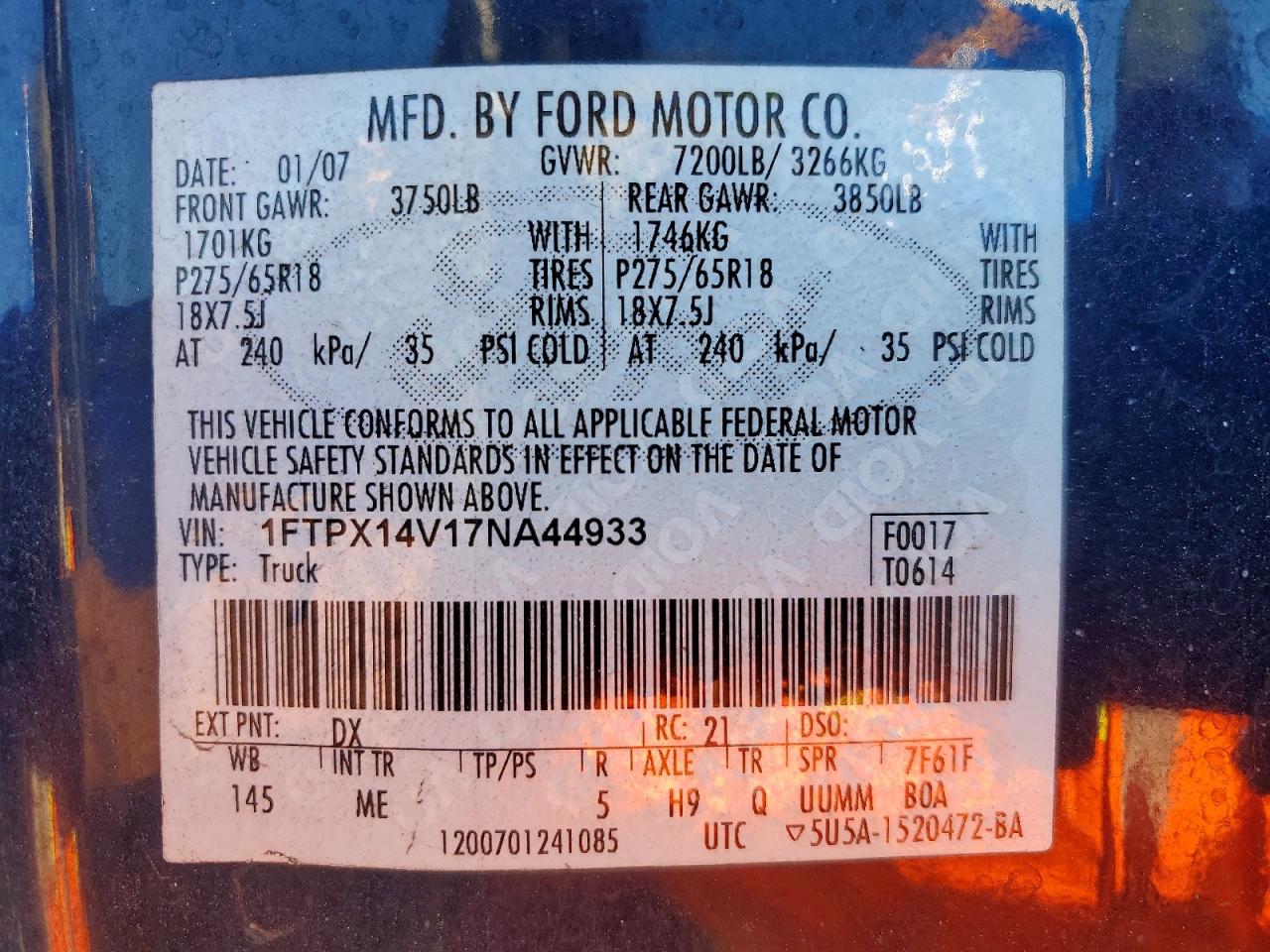 2007 FORD F150 photo 12