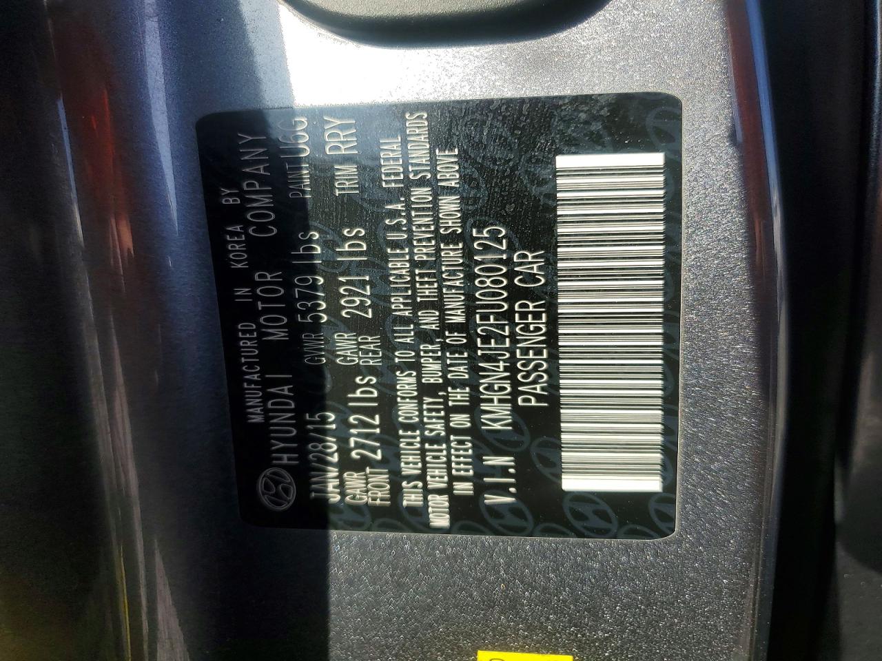 2015 HYUNDAI GENESIS 3.8L photo 23