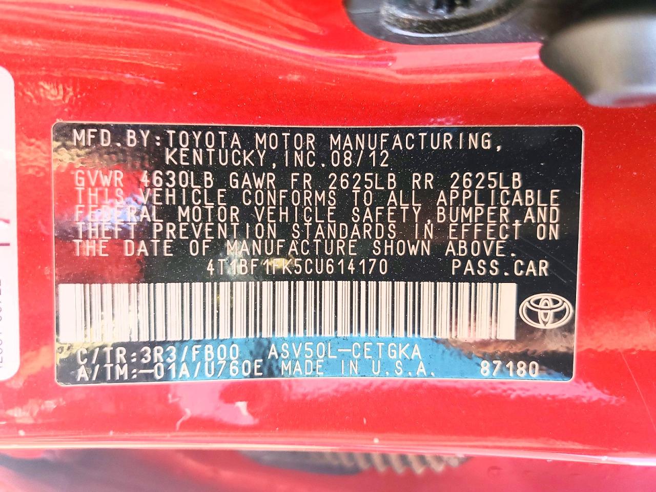 2012 TOYOTA CAMRY XLE photo 25