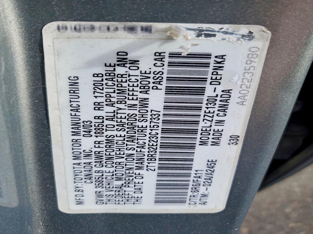 2003 TOYOTA COROLLA LE photo 23