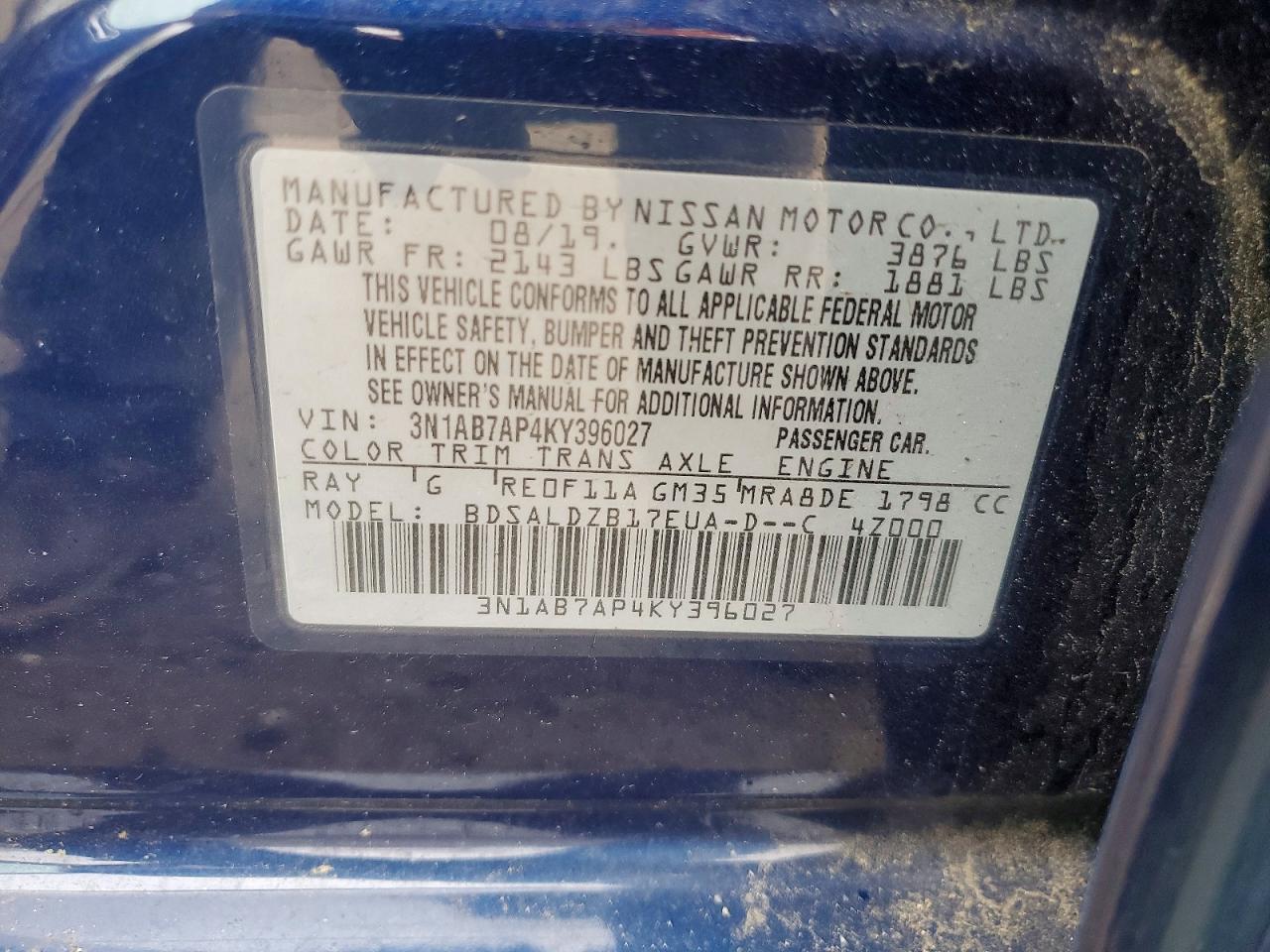 2019 NISSAN SENTRA SV photo 37