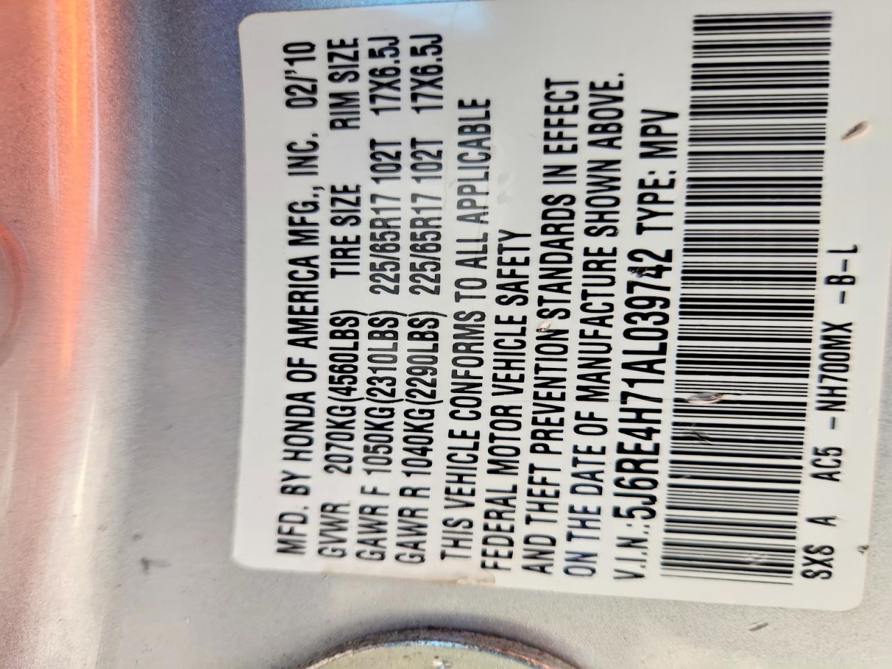 2010 HONDA CR-V EXL photo 27