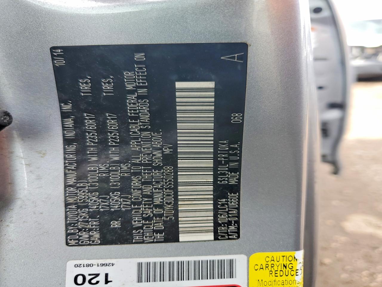 2015 TOYOTA SIENNA XLE 8-PASSENGER photo 25