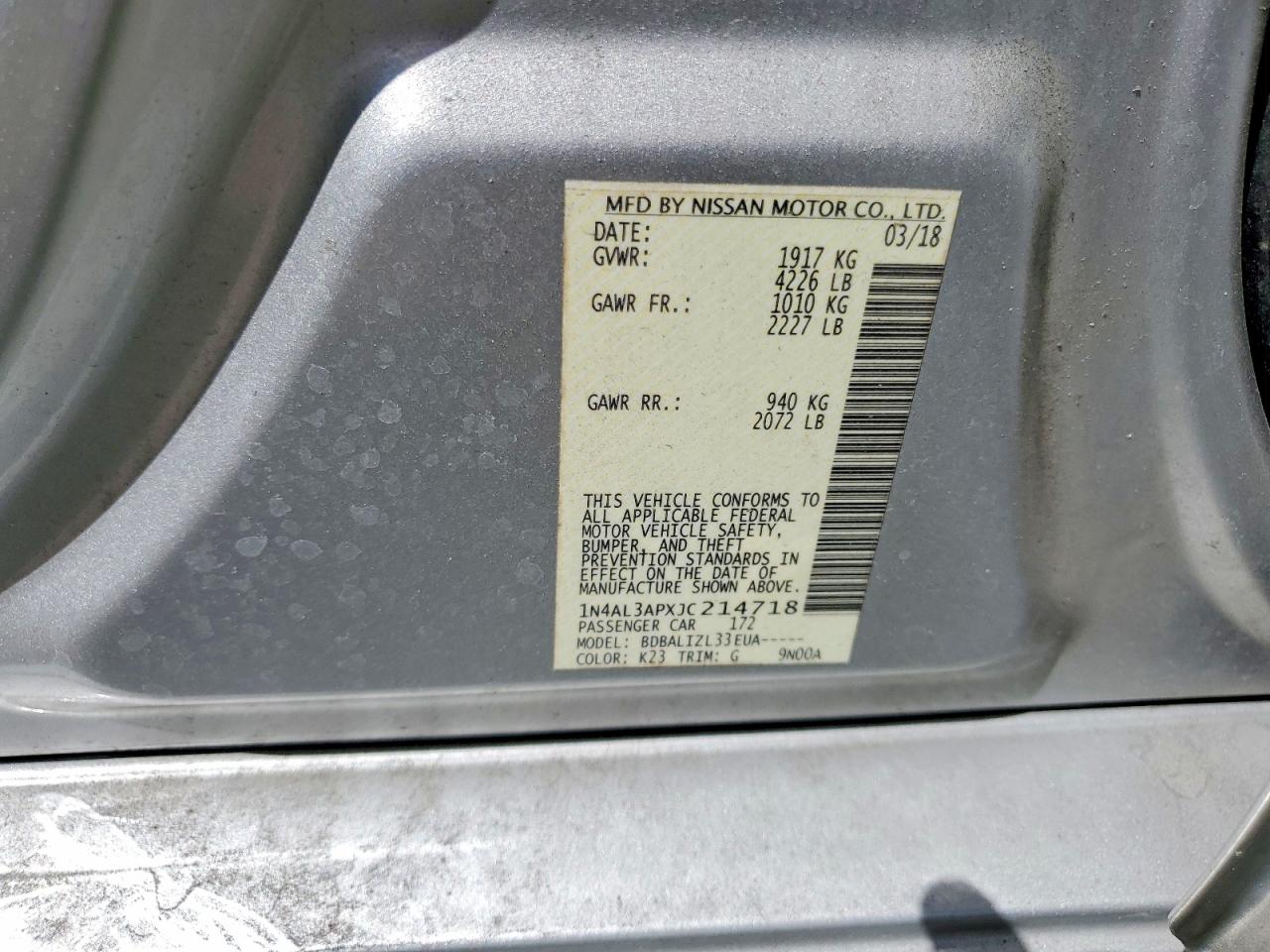 2018 NISSAN ALTIMA 2.5 SV photo 25