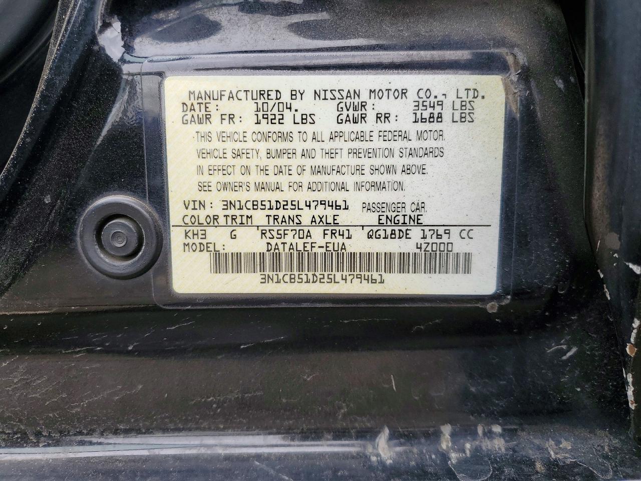 2005 NISSAN SENTRA 1.8 photo 34