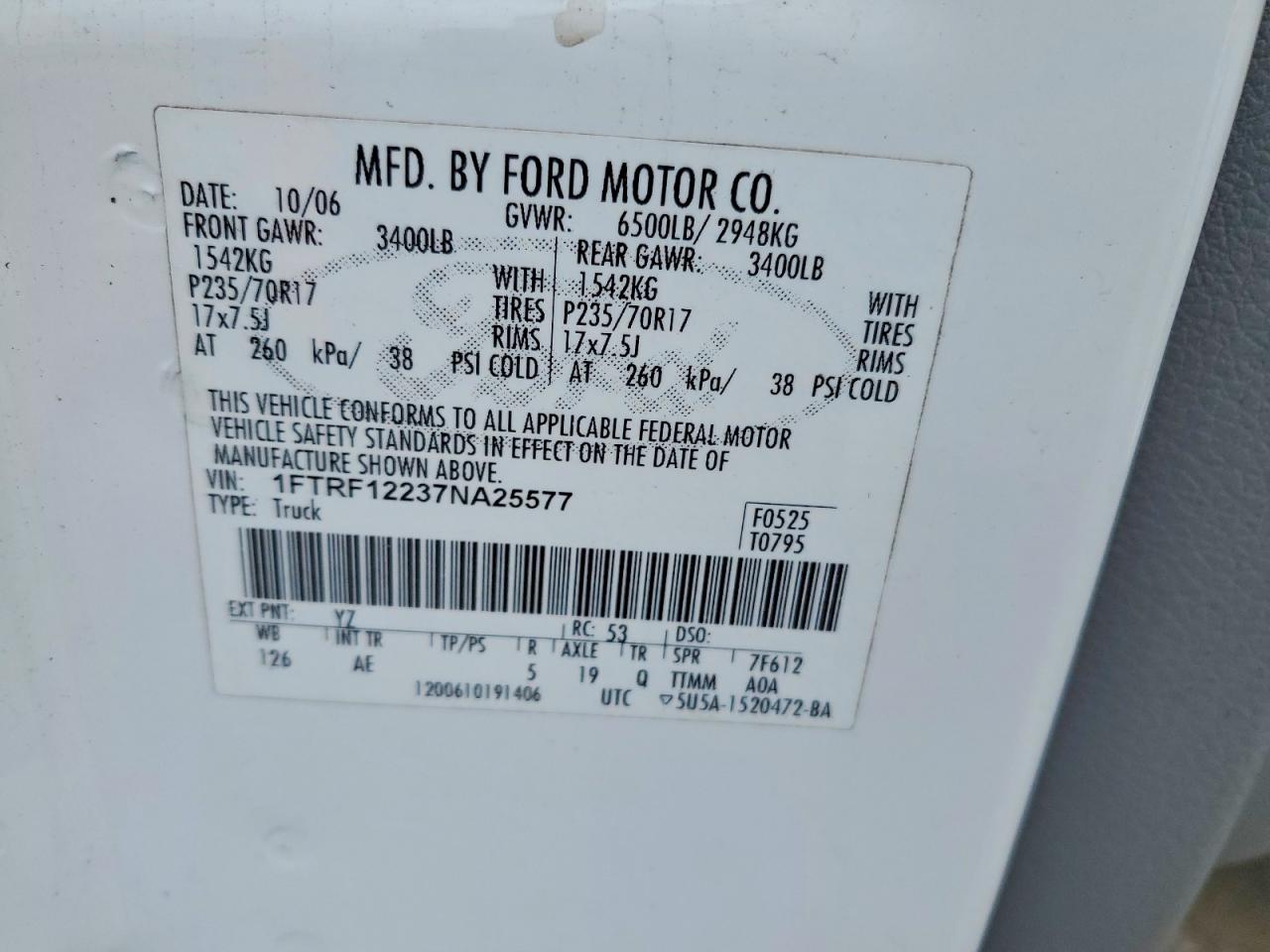 2007 FORD F150 photo 12