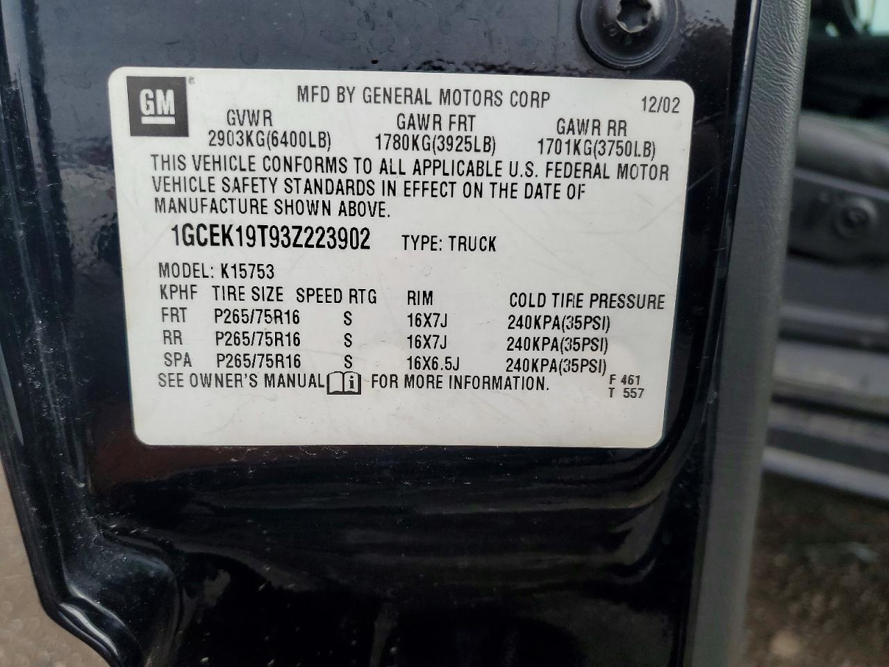 2003 CHEVROLET SILVERADO K1500 photo 23