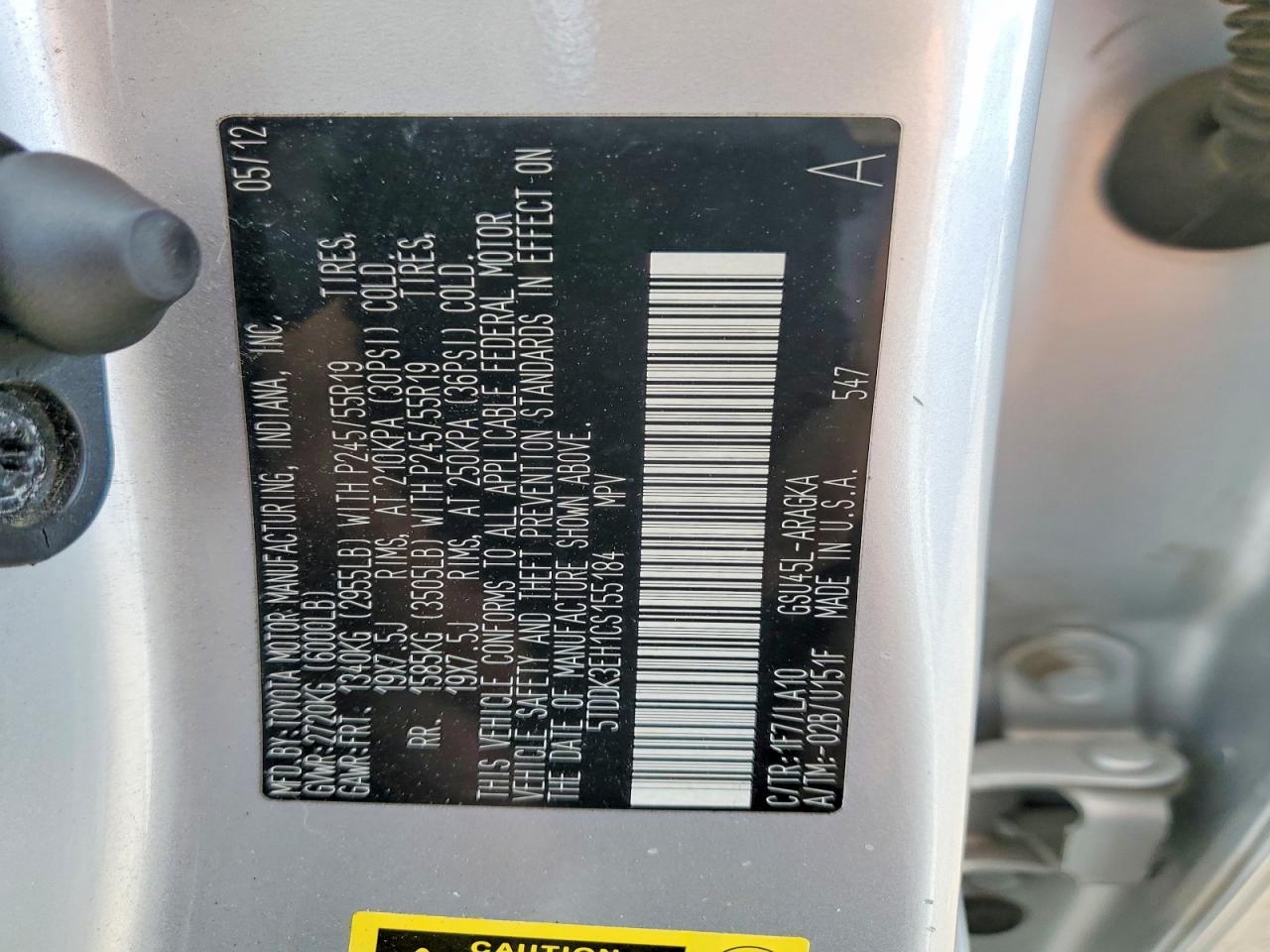 2012 TOYOTA HIGHLANDER LIMITED photo 25