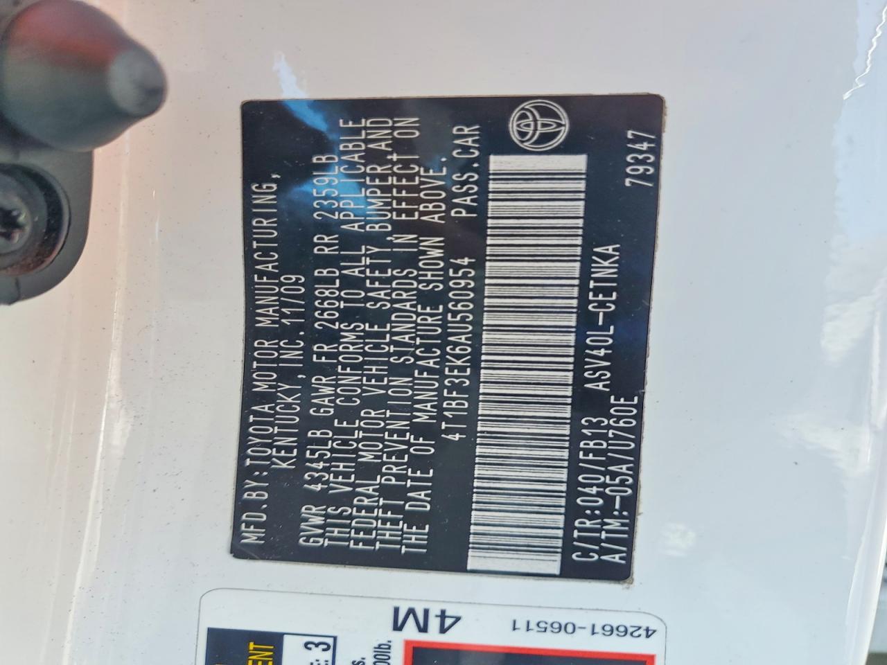2010 TOYOTA CAMRY LE photo 34