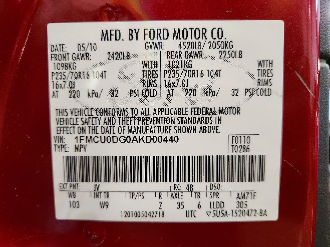 2010 FORD ESCAPE XLT photo 13