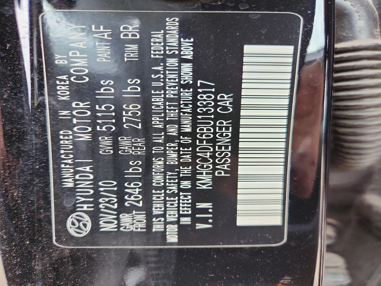 2011 HYUNDAI GENESIS 4.6L V8 photo 34