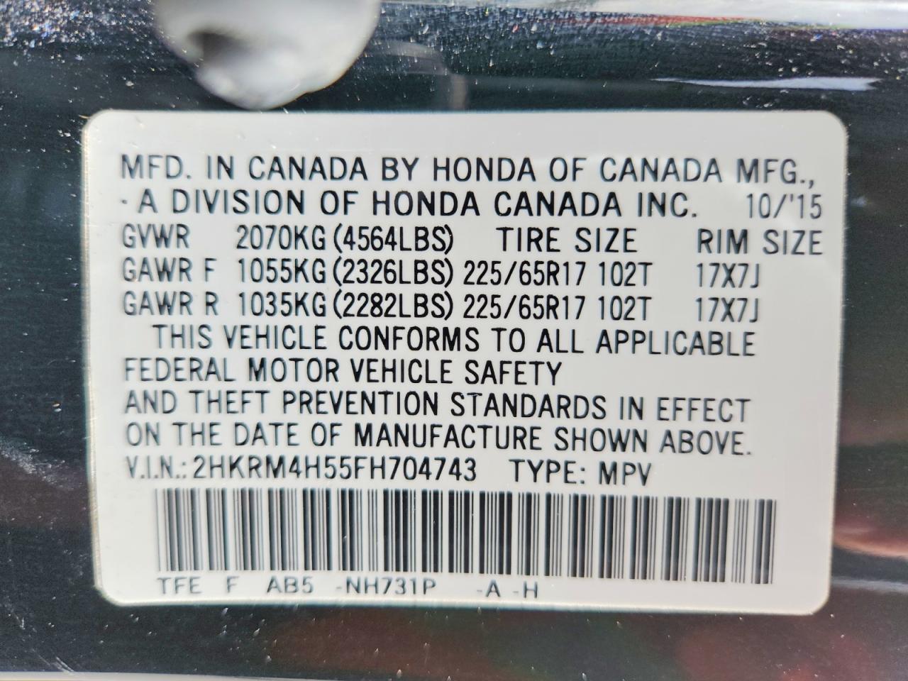 2015 HONDA CR-V EX photo 27