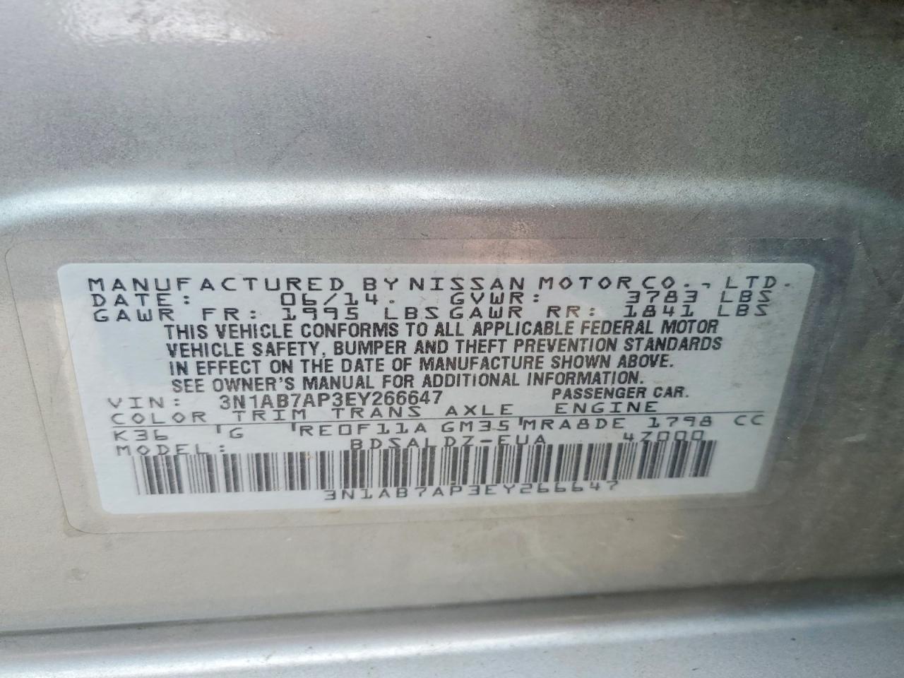 2014 NISSAN SENTRA SV photo 34