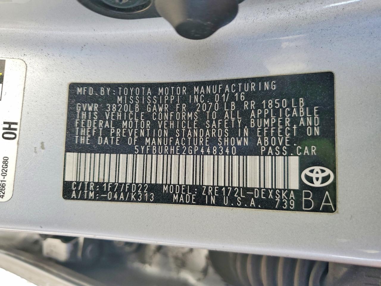 2016 TOYOTA COROLLA S PLUS photo 34