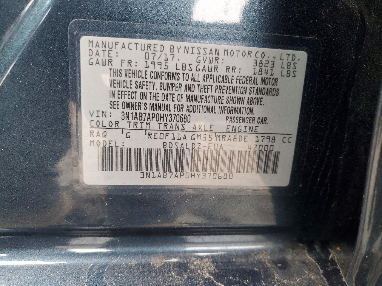 2017 NISSAN SENTRA SV photo 25