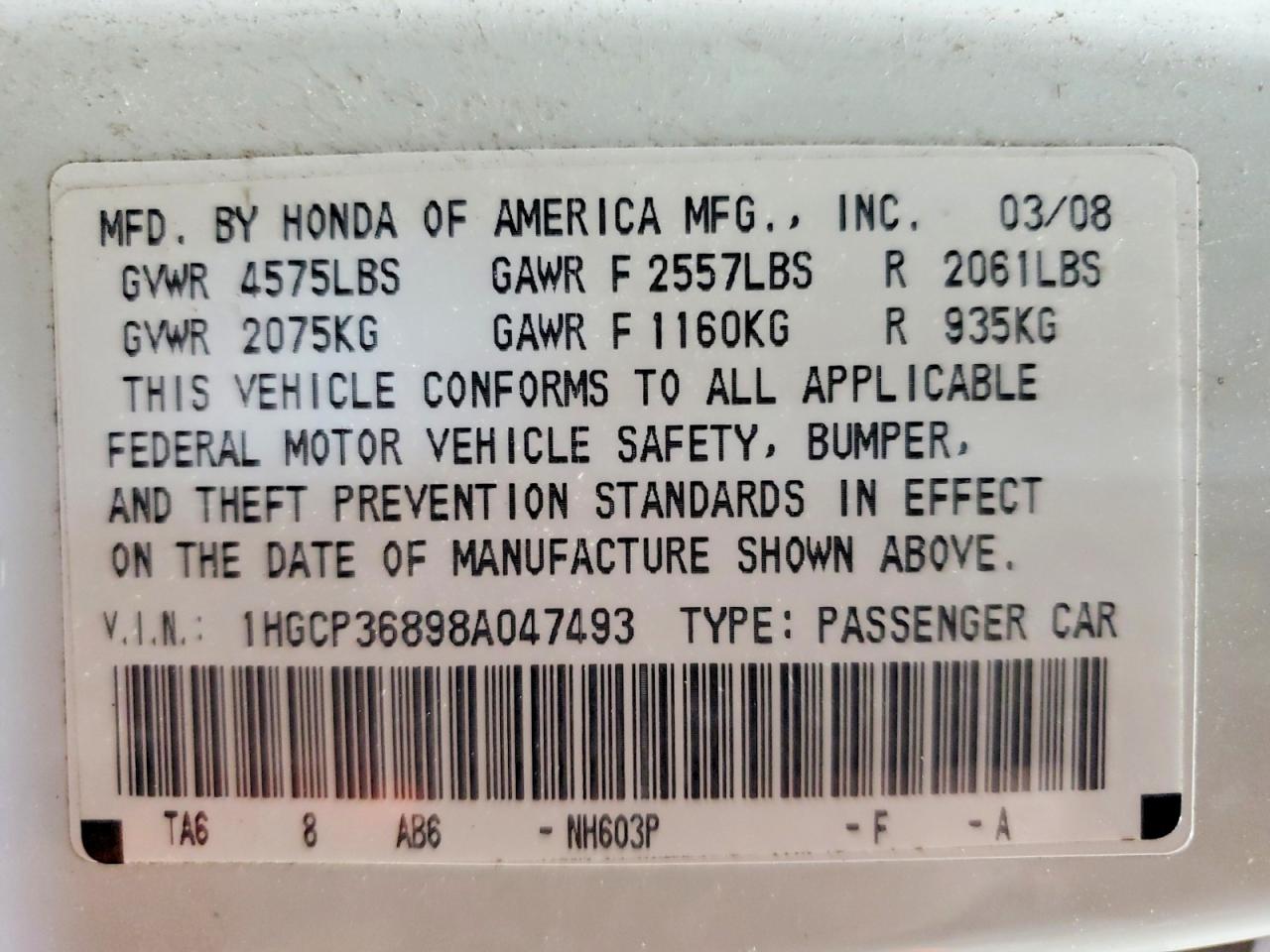 2008 HONDA ACCORD EXL photo 23