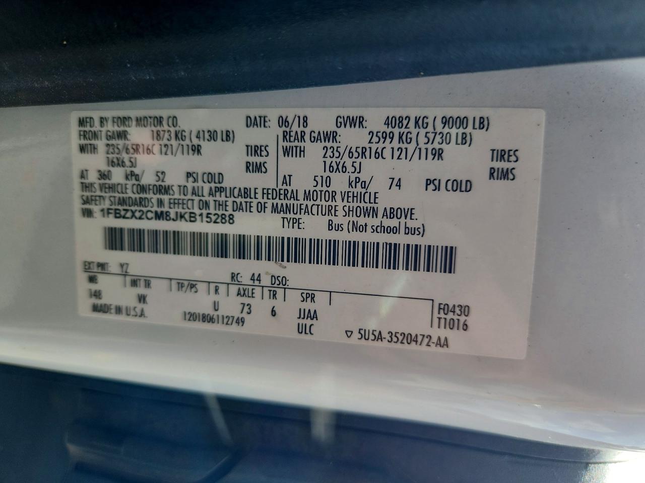 2018 FORD TRANSIT T-350 photo 14