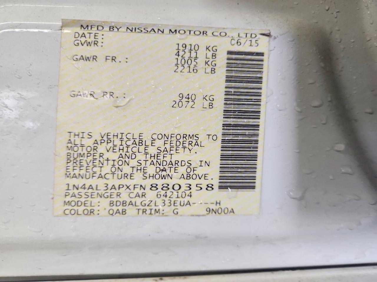 2015 NISSAN ALTIMA 2.5 S photo 25