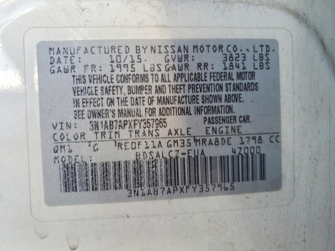 2015 NISSAN SENTRA S photo 37
